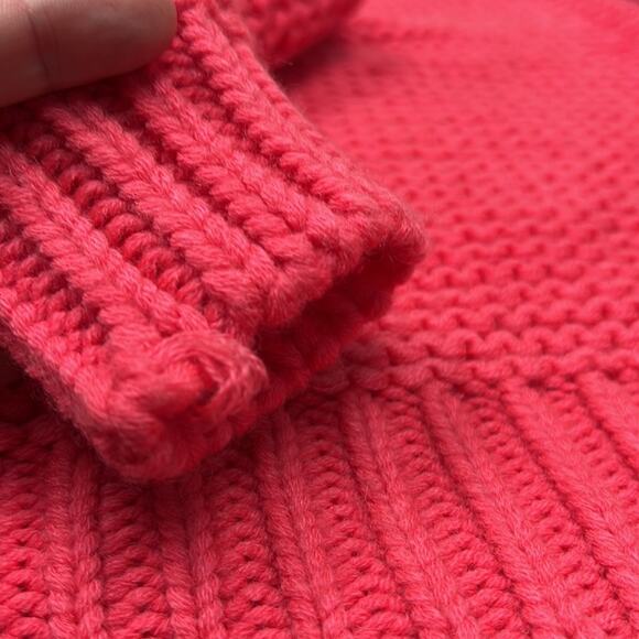 French Connection Chunky Knit Sweater Neon Bright Coral Oversized Size XS - Picture 9 of 10